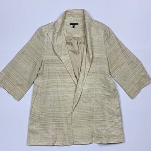 Eileen Fisher Silk Cream Blazer Open Front Cardigan Size Small